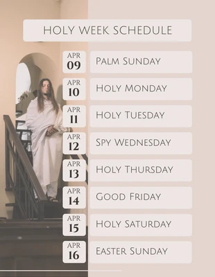 Free  Template: Simple Pastel Holy Week Schedule Poster Template
