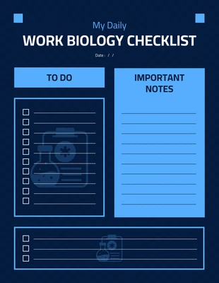 Free  Template: Azul Oscuro Minimalista Lista de control biológico de mi trabajo diario