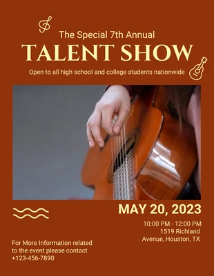 Free  Template: Brown Modern Aesthetic Talent Show Flyer