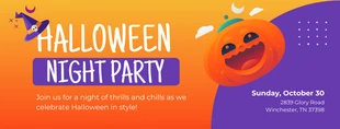 Free  Template: Orange and Purple Halloween Night Party Banner