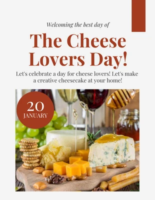 Free  Template: Volantino minimalista grigio chiaro per gli amanti del formaggio