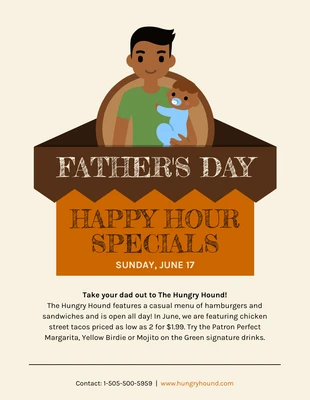 Free  Template: Volante de la Happy Hour del Día del Padre