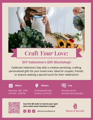 business accessible Template: Valentines Day Floral Workshop Promotional Poster