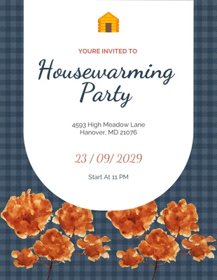 Free  Template: Convite simples azul escuro para festa de inauguração de casa
