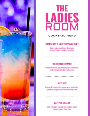 premium  Template: Purple Pink Gradient Cocktail Menu