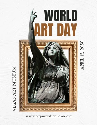 Free  Template: ملصق يوم الفن العالمي الكلاسيكي ذو الملمس الأبيض