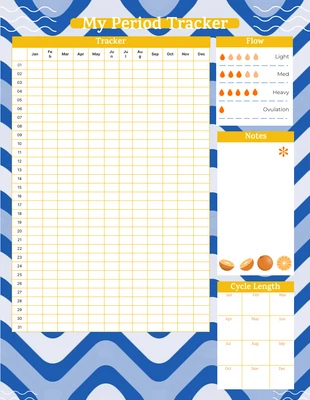 Free  Template: My Period Tracker with Wave Pattern Background  Template