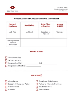 Free  Template: White Red Construction Form