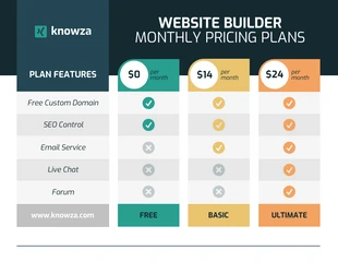 Website Monthly Plan Comparison Infographic