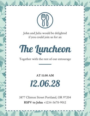Free  Template: Light Green Modern Pattern Luncheon Invitation