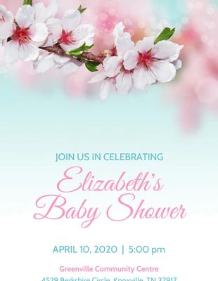 business  Template: Convite para chá de bebê em flor de cerejeira