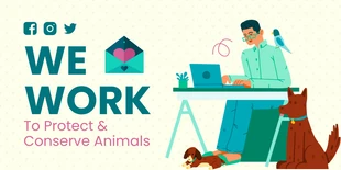Free  Template: Ilustração minimalista verde-clara de um banner de Twiiter sobre animais