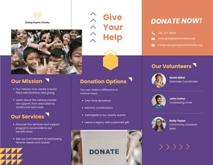 Purple and Yellow Charity Fundraising Tri-fold Brochure - Pagina 2