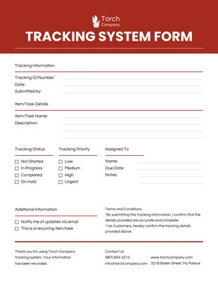 business  Template: Modernes rot-weißes Tracking-Formular