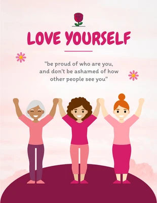 premium  Template: ملصق الحب التوضيحي اللطيف باللون الوردي الفاتح