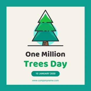 Free  Template: أخضر بسيط التوضيح شجرة يوم Instagram لافتة
