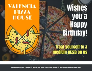 premium  Template: Vale de cumpleaños de pizza