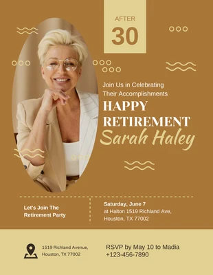 Free  Template: Brown Playful Happy Retirement Flyer