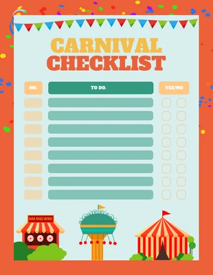 Free  Template: Lista de control del Carnaval Naranja y Azul