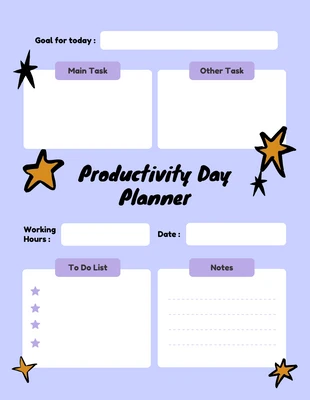 Free  Template: Lilac and Star Doodle Cute Planner