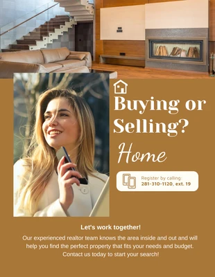 Free  Template: Brown Modern Buying Or Selling Flyer