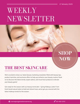 Free  Template: Pink Skincare Business Newsletter