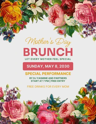 Free  Template: Light Grey Aesthetic Illustration Mothers Day Brunch Poster