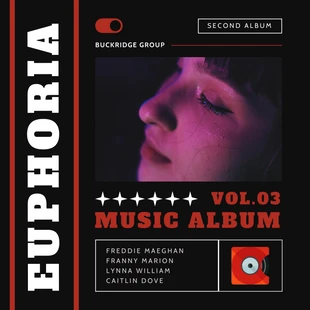 Free  Template: Capa do álbum em negrito minimalista preto e vermelho