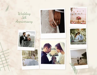 Free  Template: Collage de amor de aniversario de boda minimalista beige