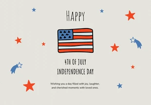 Free  Template: Beige Red and Blue 4th of July Independence Day Card