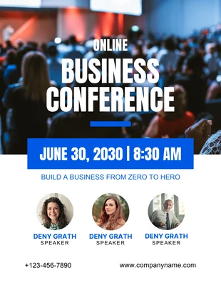 Free  Template: White And Blue Simple Online Business Conference Poster