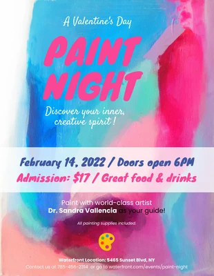 Free  Template: Folheto do evento Paint Night Valentine's Day