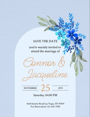 Free  Template: Flyer Invitación de boda con textura moderna azul bebé
