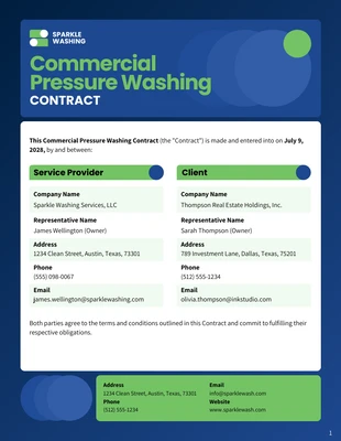 business  Template: Modelo de contrato comercial de lavagem a pressão
