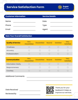 business  Template: Service Satisfaction Survey Form