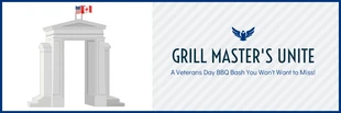 Free  Template: Bannière BBQ Bash de la journée des vétérans de l'illustration moderne bleu marine et blanc