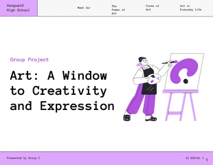 Free  Template: Présentation de l'éducation du projet de groupe d'illustration violet et blanc