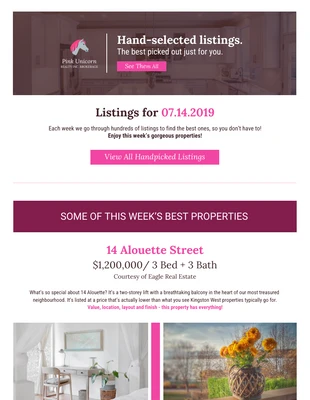 premium  Template: Newsletter de l'immobilier rose