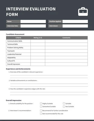Free  Template: Gray Minimalist Interview Form