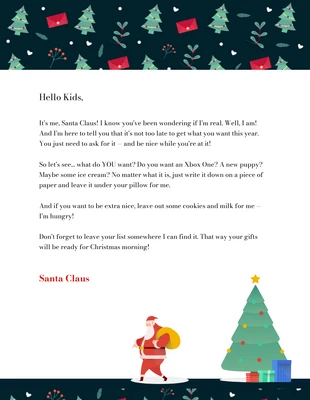 Free  Template: رسالة سانتا قابلة للطباعة