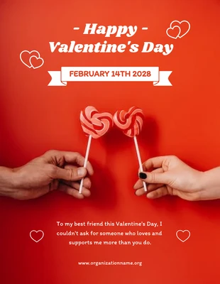 Free  Template: Rotes einfaches Foto-Happy-Valentine-Day-Poster
