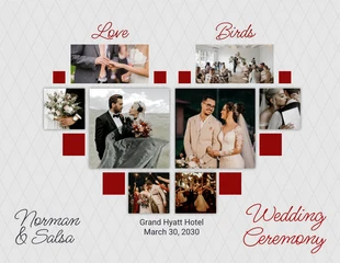 business  Template: Grey Modern Aesthetic Wedding Ceremony Heart Shaped Collages