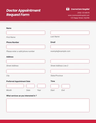 premium  Template: Formulário de consulta vermelho simples
