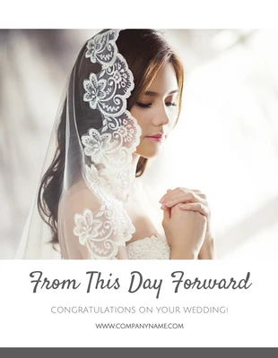 Free  Template: Poster di matrimonio semplice con foto di congratulazioni in bianco e grigio scuro
