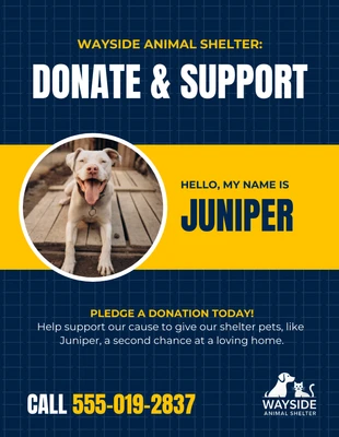 Free  Template: Plantilla de folleto para donaciones a refugios de animales.