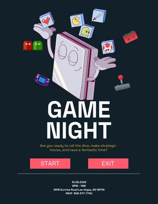Free  Template: Dark Game Night Invitation Letter