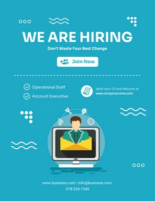 Free  Template: Blue Playful We Are Hiring Flyer