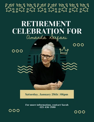 Free  Template: Grüner, verspielter Flyer für die Ruhestandsfeier