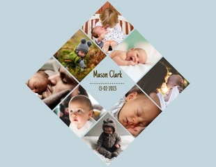 premium  Template: Collage de fotos de bebé con diamantes