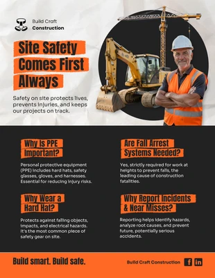 Free  Template: Infografica sulla sicurezza nei luoghi di lavoro in cantiere